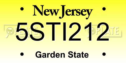 5STI212 New Jersey License Plate