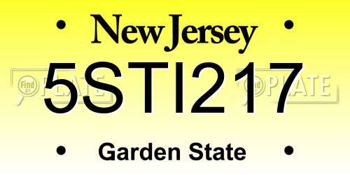 5STI217 New Jersey License Plate