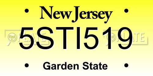 5STI519 New Jersey License Plate
