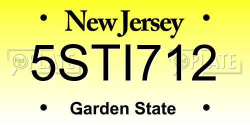 5STI712 New Jersey License Plate