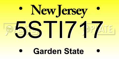 5STI717 New Jersey License Plate