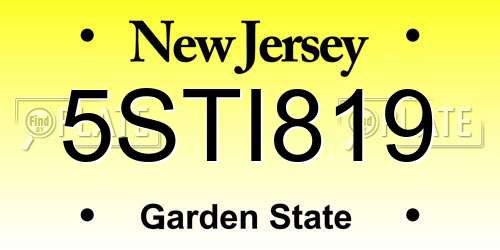 5STI819 New Jersey License Plate