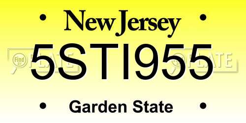 5STI955 New Jersey License Plate