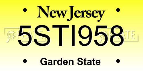 5STI958 New Jersey License Plate