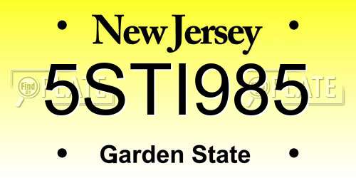 5STI985 New Jersey License Plate
