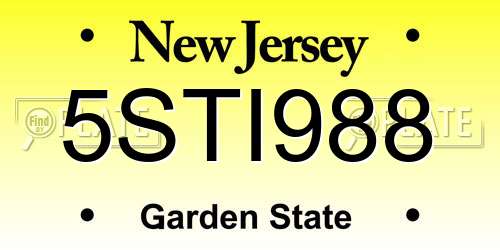 5STI988 New Jersey License Plate