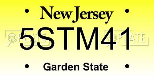5STM41 New Jersey License Plate
