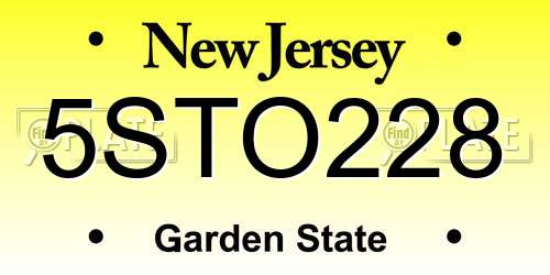 5STO228 New Jersey License Plate