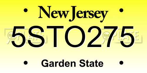 5STO275 New Jersey License Plate