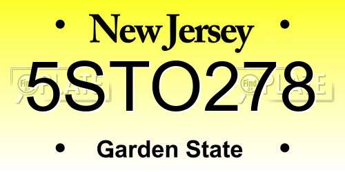 5STO278 New Jersey License Plate