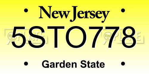 5STO778 New Jersey License Plate