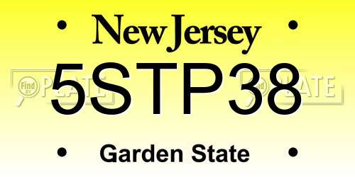 5STP38 New Jersey License Plate