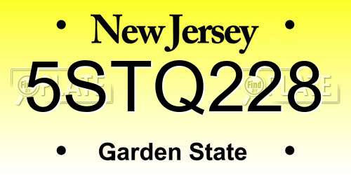 5STQ228 New Jersey License Plate