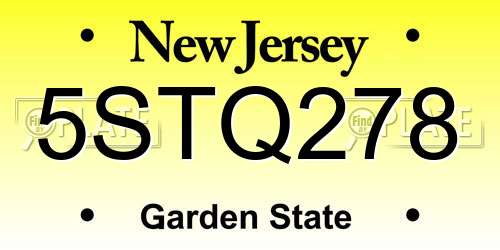 5STQ278 New Jersey License Plate