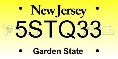 5STQ33 New Jersey License Plate