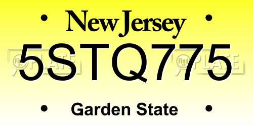 5STQ775 New Jersey License Plate
