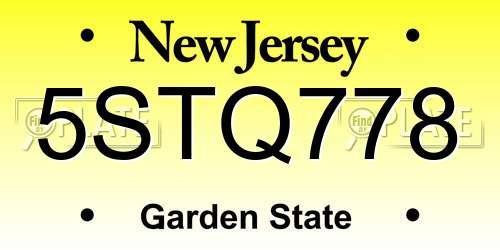 5STQ778 New Jersey License Plate