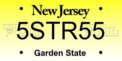 5STR55 New Jersey License Plate