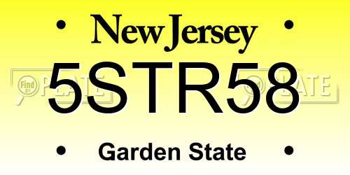 5STR58 New Jersey License Plate