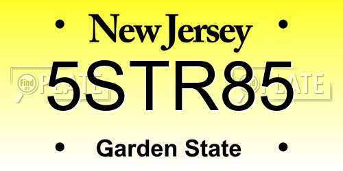 5STR85 New Jersey License Plate