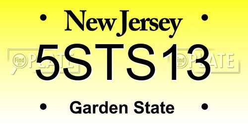 5STS13 New Jersey License Plate