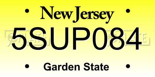 5SUP084 New Jersey License Plate