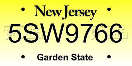 5SW9766 New Jersey License Plate