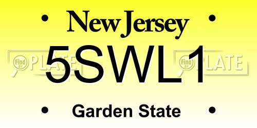 5SWL1 New Jersey License Plate