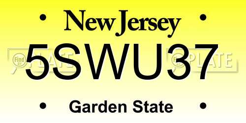 5SWU37 New Jersey License Plate