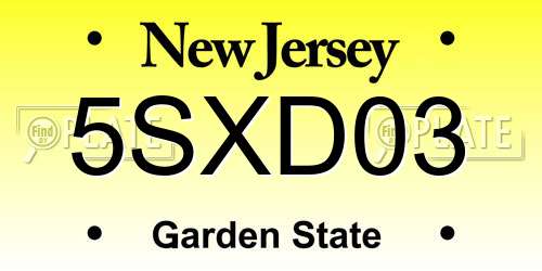 5SXD03 New Jersey License Plate