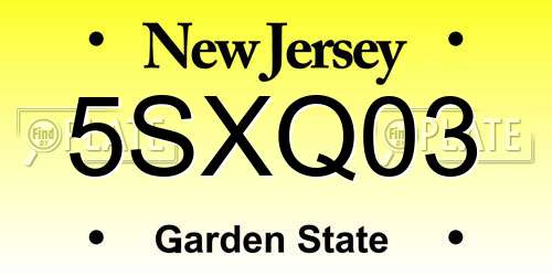 5SXQ03 New Jersey License Plate