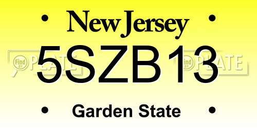 5SZB13 New Jersey License Plate