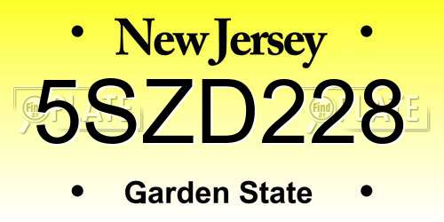 5SZD228 New Jersey License Plate