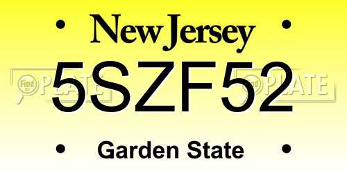 5SZF52 New Jersey License Plate
