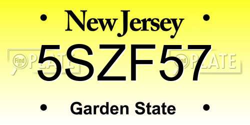 5SZF57 New Jersey License Plate