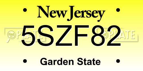 5SZF82 New Jersey License Plate