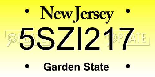 5SZI217 New Jersey License Plate