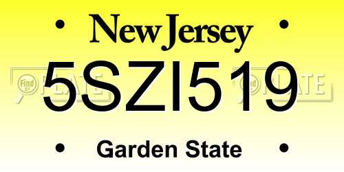 5SZI519 New Jersey License Plate