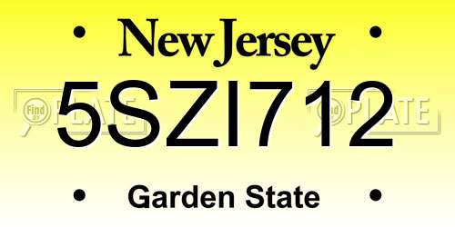 5SZI712 New Jersey License Plate