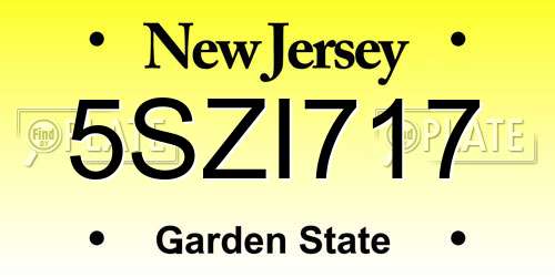 5SZI717 New Jersey License Plate