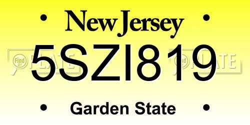 5SZI819 New Jersey License Plate