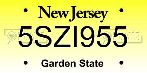 5SZI955 New Jersey License Plate