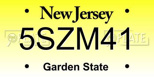 5SZM41 New Jersey License Plate