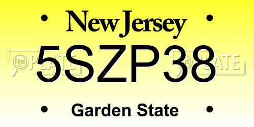 5SZP38 New Jersey License Plate