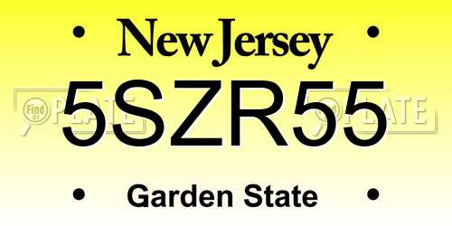 5SZR55 New Jersey License Plate