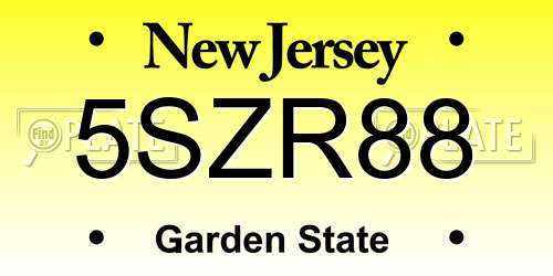 5SZR88 New Jersey License Plate