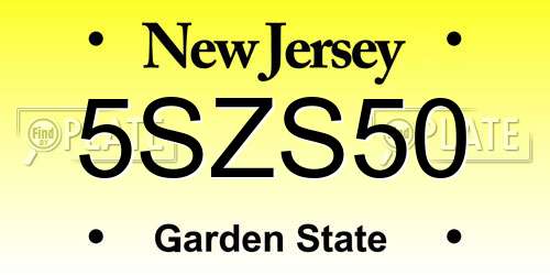 5SZS50 New Jersey License Plate