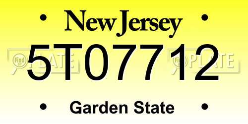 5T07712 New Jersey License Plate