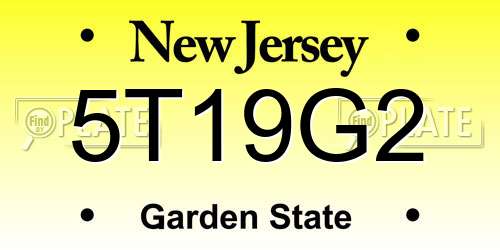 5T19G2 New Jersey License Plate