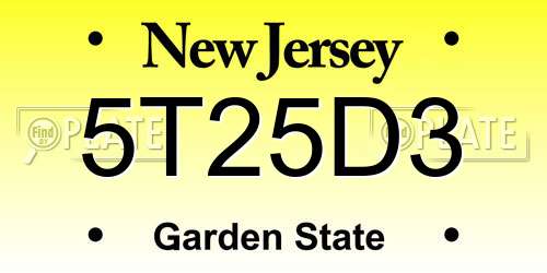 5T25D3 New Jersey License Plate